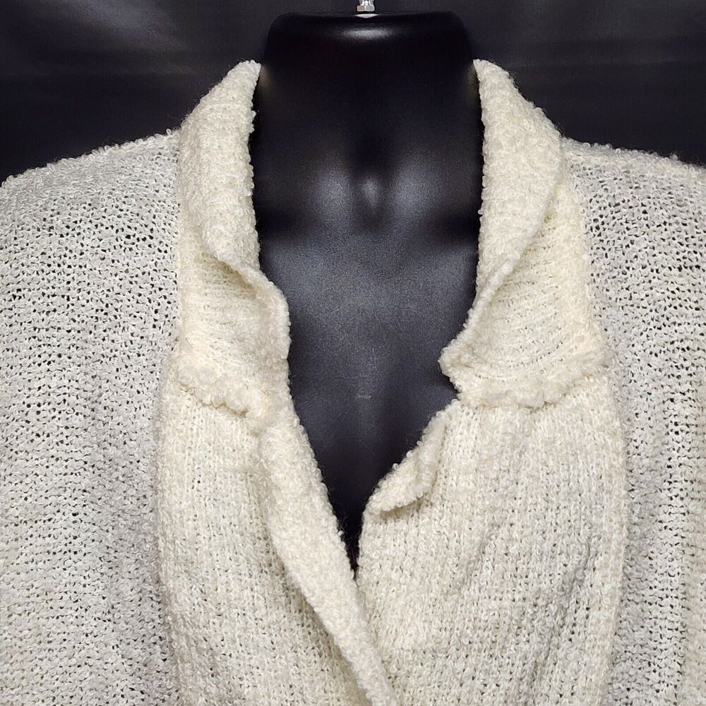 Ladies Double Breasted Cardigan Sweater Cream Gotham Sz 42 3XL Button